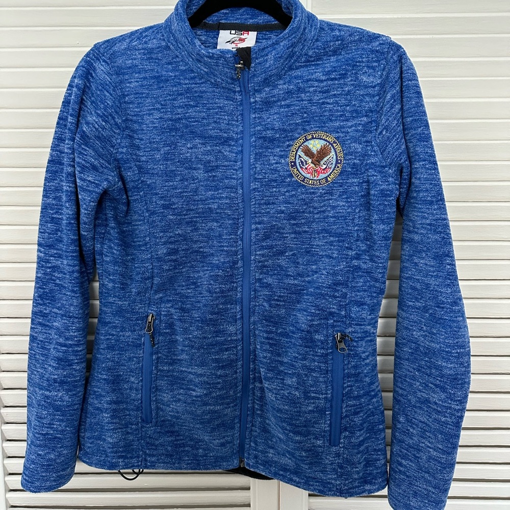 Veterans Affairs light blue fleece zip up